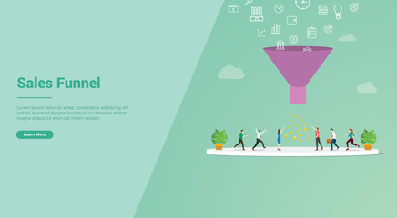 Poster - sales funnel marketing concept for website template or landing homepage banner - vector
