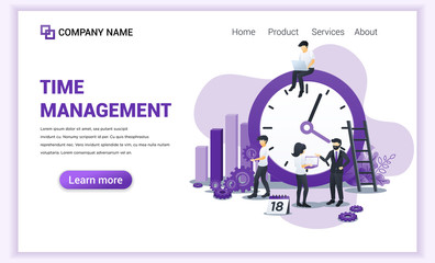 Poster - Modern Flat design concept of Business management with Characters planning a schedule. Time management, Save time. Can use for banner, infographic, landing page, web template. Flat vector illustration