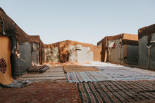 Haima Camp In Sahara Desert, Forming A Courtyard With Carpets On The Floor