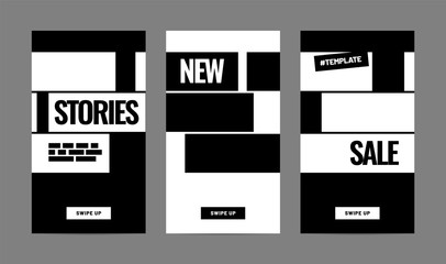 Wall Mural - set of minimalistic stories for social media. pack for creating your unique content. story mockup.