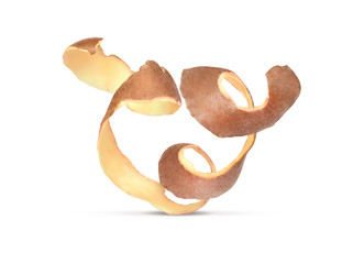 Wall Mural - potatoes peel a spiral 9 on a white background