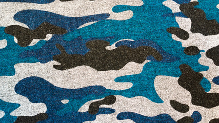 Wall Mural - BLUE BLACK CAMOUFLAGE FABRIC TEXTURE BACKGROUND. military and hunting clothes