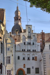 Sticker - Medieval houses in the old town of Riga, Latvia