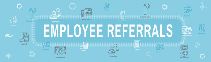 Wall Mural - Employee Referrals Icon Set & Web Header Banner