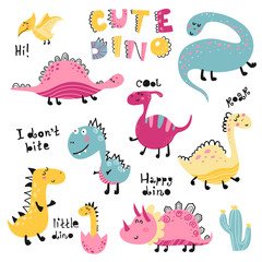 Wall Mural - Set of cute dinosauts for children print