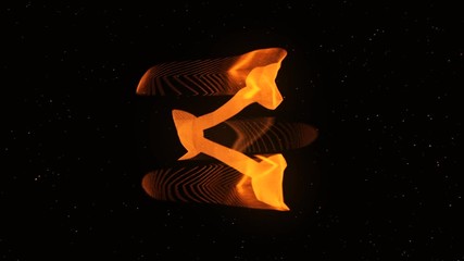Poster - Digital animation of Share button decaying into multicolored moving plexus networks on black background. animation. Animation. Technology, social media and internet backdrop.