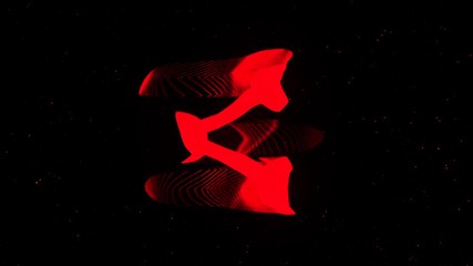Poster - Digital animation of Share button decaying into multicolored moving plexus networks on black background. animation. Animation. Technology, social media and internet backdrop.