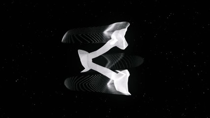 Poster - Abstract animation of plexus network Share button on black background with flowing white particles. Animation. Technology, social media and internet backdrop.