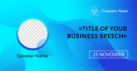 Wall Mural - business conference template. vector abstract blue liquid background for social media announcement
