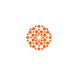 Poster - Unusual isolated orange emblem. Network symbol. Warm emblem. Virus icon. Innovation technology label. Round shape logotype. Medicine logo template. Bubbles abstract vectors on white background.