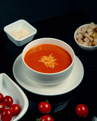 Wall Mural - tomato soup with cheese and crutones