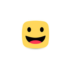 Aufkleber - Square yellow smiley. Friendly emotion. Joyful facial expression. Approving smile. Vector icon.
