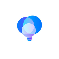 Aufkleber - Intersection circles, lightbulb abstract symbol, vector illustration on white background. Idea logo template.