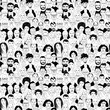Women's men's head portraits line drawing doodle poster seamless pattern