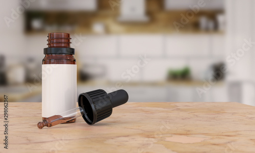 Cuadros en Lienzo Dropper bottle with pipette on kitchen Background
