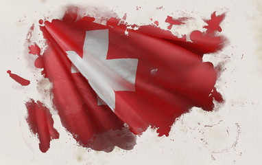 Swiss Flag, Switzerland National Colors Background  <<3D Rendering>>