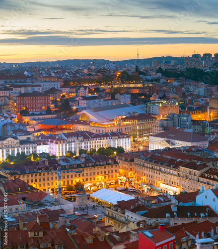 Night Lisbon downtown citys...
