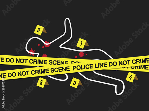 Fotomural Crime scene with police tape flat icon. Vector