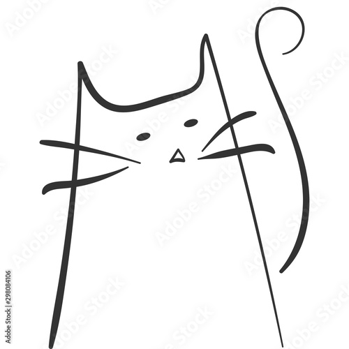 Fotografía Funny cat in cartoon style. Vector illustration