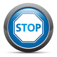 Poster - Stop sign icon premium blue round button vector illustration