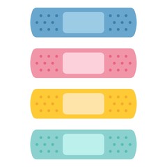 colorful bandaids set isolated over white background