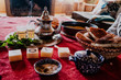 © Manuel Orts/ADDICTIVE STOCK - Set of traditional Arab dessert and tray with teapot and cups placed on table during traditional tea ceremony