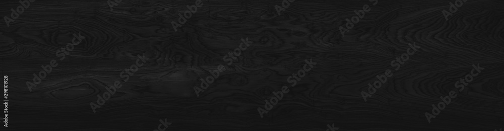 Wood black background long. Dark texture blank for design - obrazy, fototapety, plakaty 