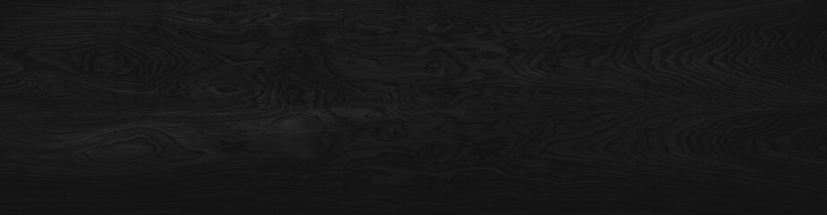 Wood black background long. Dark texture blank for design