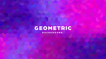 Hexagonal polygonal abstract background. Colorful triangle gradient design. Low poly hexagon shape banner. Vector illustration.