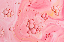 Bright Pink Abstraction With Ink Bubbles