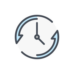 Poster - Update clock and watch color line icon. Turn back time vector outline colorful sign.