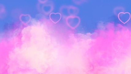 Wall Mural - pink fog and flying hearts loop animation
