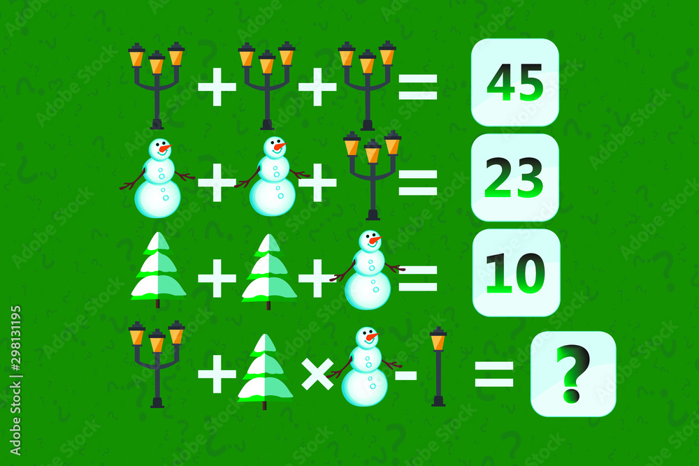 Math Number Riddle Games Counting games for kids and adults. Educational math game. Result ...