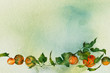 watercolor background with orange pumpkins and vine