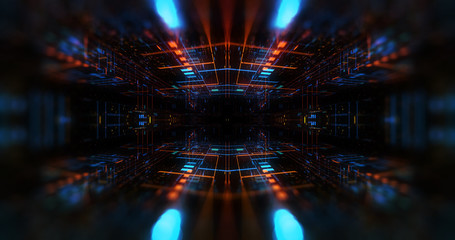 Poster - quantum computer environment with digital technology, processing unit of an advanced artificial inte
