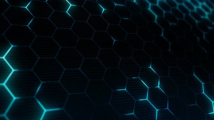 Poster - Abstract technology background with hexagonal texture. Hexagon structure. Closeup camera view. Seamless loop.