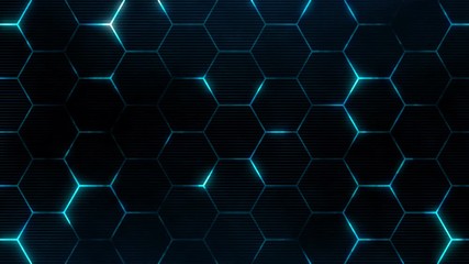 Poster - Futuristic surface concept with hexagons. Trendy sci-fi technology background with hexagonal pattern. Seamless loop.