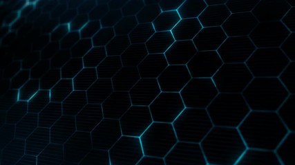 Poster - Abstract technology background with blue hexagon pattern. Abstract scientific texture for cyber concept. Seamless loop.