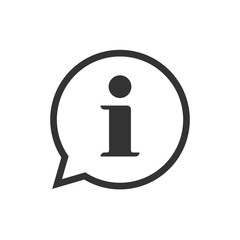 Poster - Info help sign hint tips annotation icon notice vector symbol, line outline art black and white information bubble speech mark isolated pictogram image