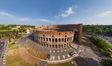 Aerial View Of Roman Colosseum During Sunset, Rome, Italy