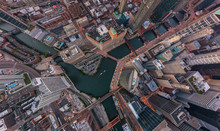 Aerial View Above Chicago Downtown, Illinois, USA