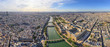 Aerial view of the river Seine crossing Paris, France.