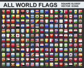 Wall Mural - All world flags - vector set of square icons. All countries