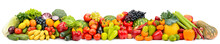 Panorama Of Multicolored Fruits And Vegetables Isolated On White
