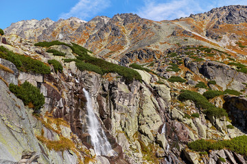 Poster - The  Skok waterfall near to Strbske pleso lake in High Tatras National Park, Slovakia