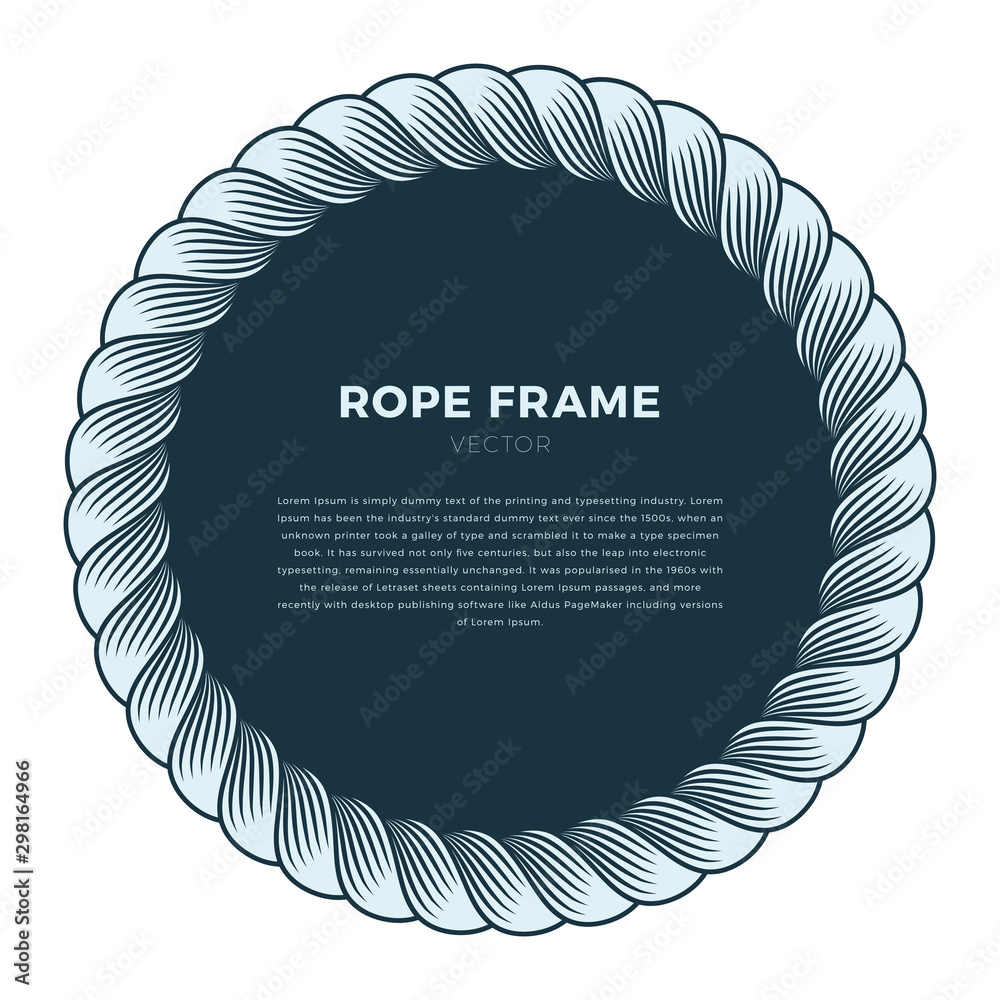 Round frame made of rope with a knot. Hand drawn vector background ...
