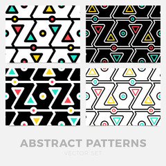 Fototapete - Collection of striped seamless geometric patterns. Digital design.