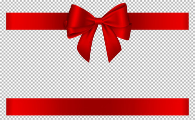 Wall Mural - red bow and ribbon for christmas and birthday decorations