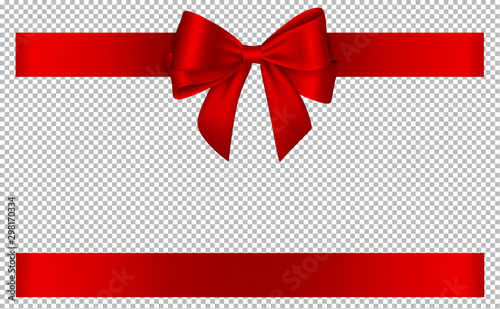 Fotografía red bow and ribbon for christmas and birthday decorations