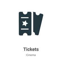 Tickets Vector Icon On White Background. Flat Vector Tickets Icon Symbol Sign From Modern Cinema Collection For Mobile Concept And Web Apps Design.